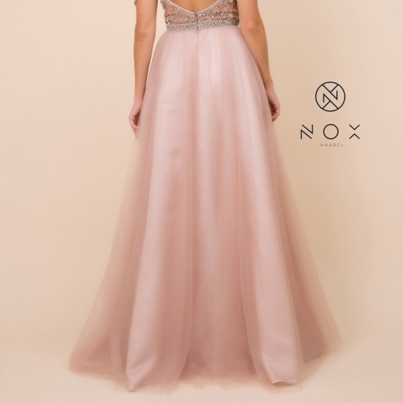 Off Shoulder Lace Bodice Prom Dress NXL342 - Picture 4 of 5